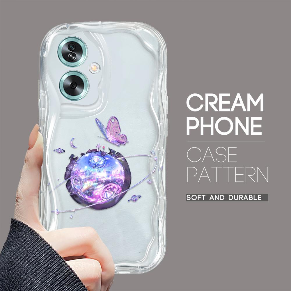 

Милый мультяшный узор, кремовая текстура, мягкий силиконовый чехол с волнистыми краями, чехол для телефона для OPPO Reno Realme Realme 13 Pro+ 5G прозрачный