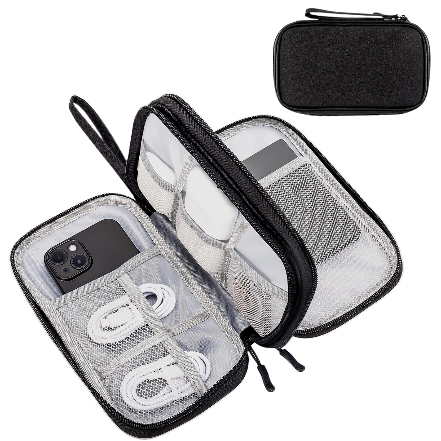 

ProCase Gadget Pouch 3-Layer Large Capacity Charger Cable Case Water-Resistant PC Peripheral Accessory Storage Bag Cosmetic Organizer HDDMobile Travel