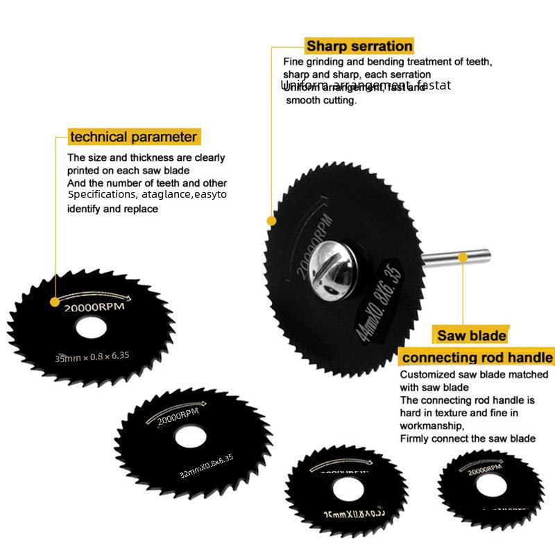 High-Speed Steel Mini Saw Blade Set - 8-Piece Electric Grinding & Wood Cutting Blades