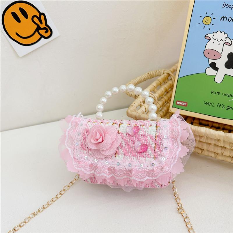 Floral Childrens Delightful Crossbody Bag With Shiny Sequins For Fashionable Toddlers