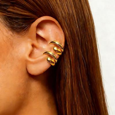 Punk Piercless Ear Clip Earring for Women Classic Gold Color Trendy Earcuff Earrings Girl Y2K Gift Simple Daily Wear Jewelry