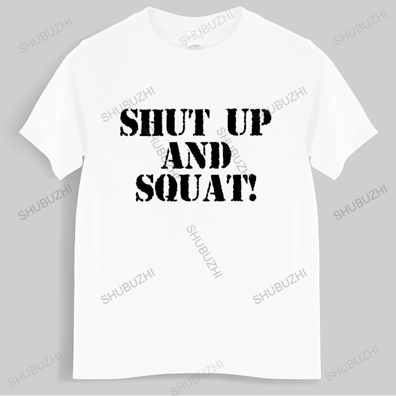 Unisex TShirts Shut Up And Squat Novelty Tees Short Sleeve Gym Fit Fitness Bodybuilding T Shirts Crewneck Clothes Printed S