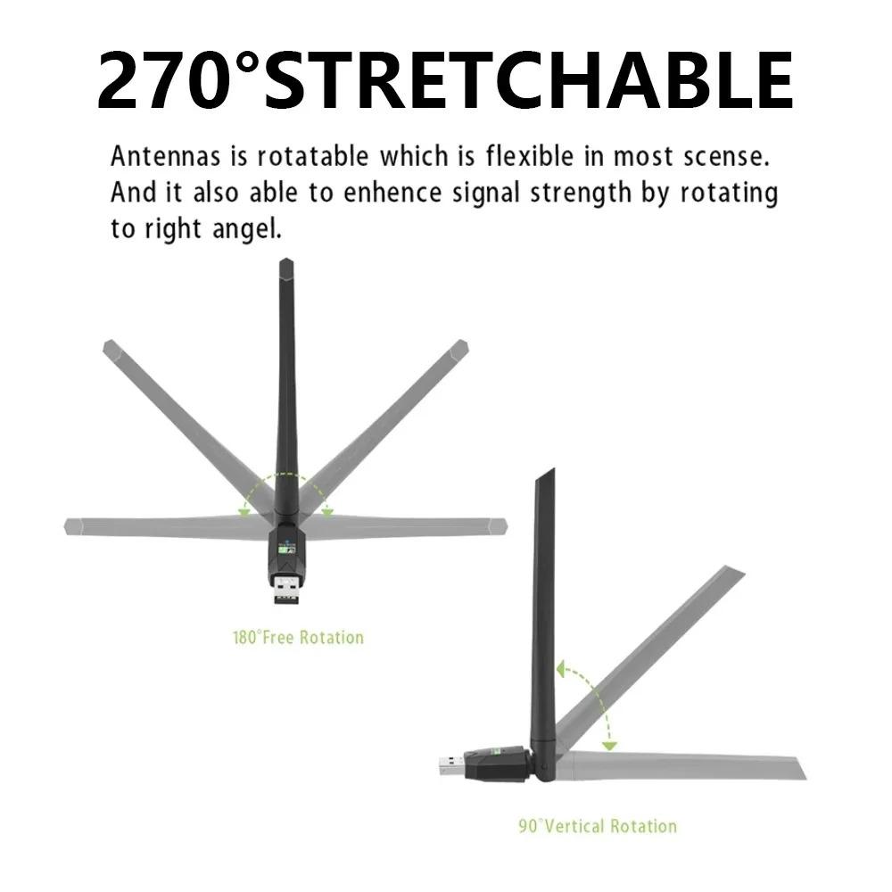 2 in 1 USB Bluetooth 5.4 Adapter 900Mbps Bluetooth Dongle Dual Band 2.4G&5GHz Wireless Network Card WiFi Receiver For Win10/11