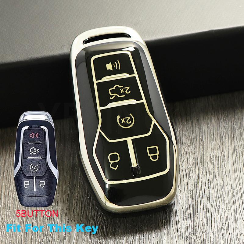 5 Buttons TPU Car Remote Key Case For Ford Fusion F-150 Edge Explorer Mustang Lincoln MKZ MKC Platinum 2016 F150 Lariat  Cover