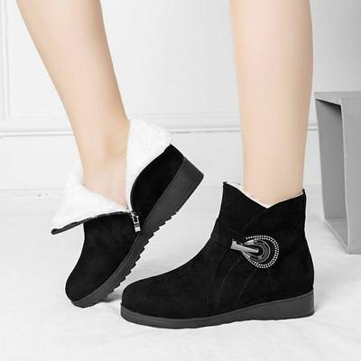 Fashion Rhinestone Round Toe Ladies Shoes Winter Chunky Ankle Comfortable and Elegant Women's Snow Boots High Quality Chic Padded Boot