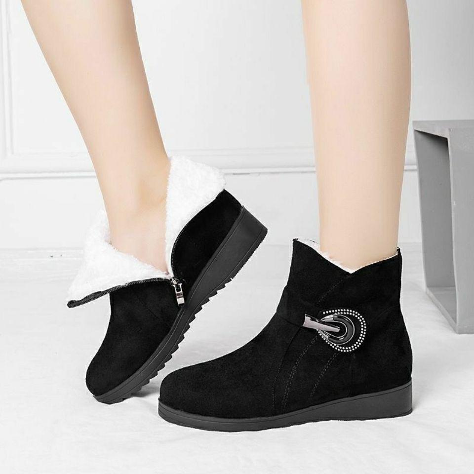 Rhinestone Round Toe Ladies Shoes Winter Chunky Ankle Comfortable and Elegant Women's Snow Boots High Quality Chic Padded Boot