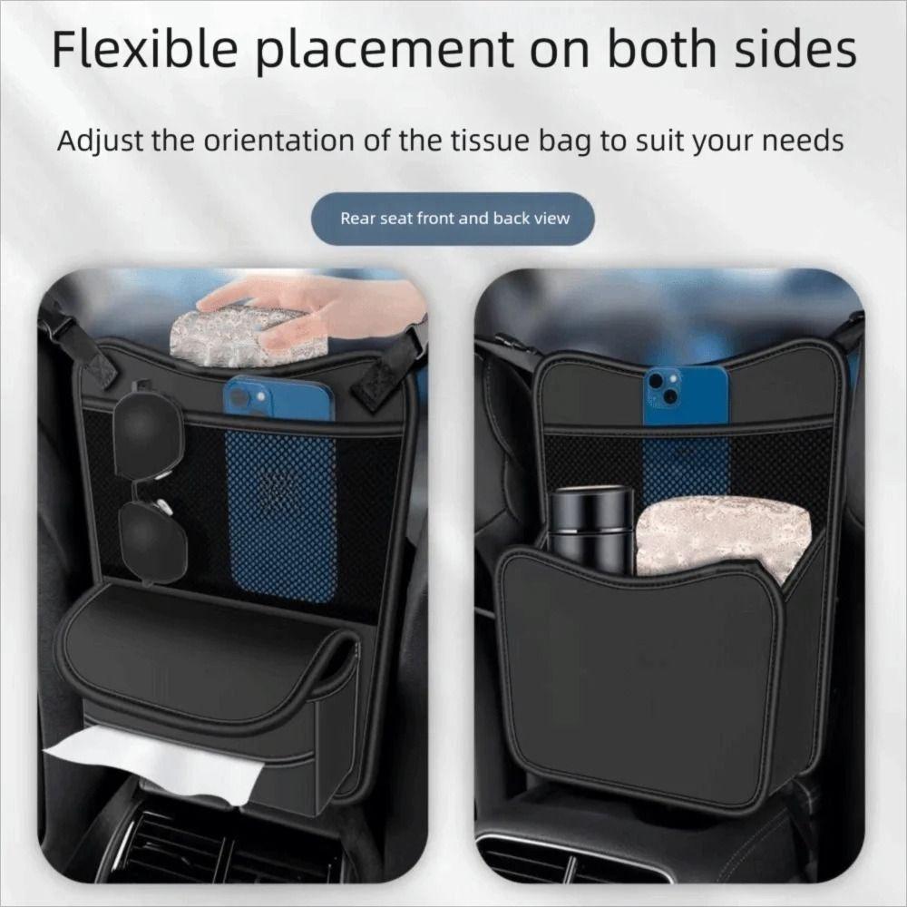 PU Leather Car Storage Bag Between Seats Multifunctional Car Seat Middle Hanger Stowing Tidying Car Net Pocket