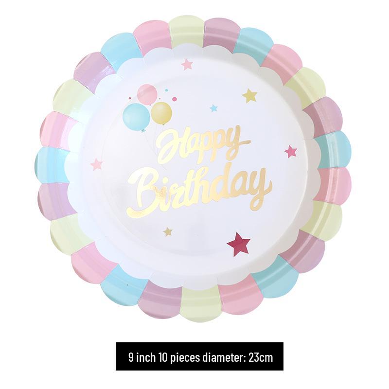 Kids' Party Disposable Tableware: Birthday Tablecloth, Cake Plates, and Dessert Table Decor