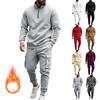 Autumn and Winter Men's Casual Velvet Warm Zipper Sports Trousers Set