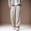 High-end Lyocell Linen Men's Casual Pants Summer Ice Silk Thin Drape Loose Straight Splicing Pants Men