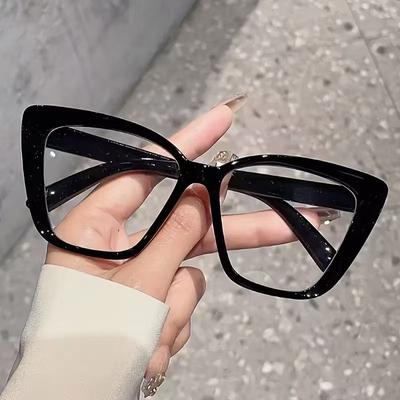 1Pc Fashionable Cat-Eye Glasses With Transparent Lenses Classic Fashion Retro Style Casual Fashion Single Product Glasses