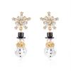 Rhinestone Christmas Earrings Snowflake Xmas Dangle Earrings Fashion Snowman Earrings  Women