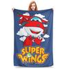 Super Wings Cartoon Plush Blanket Boy Girl Flannel Throw Blanket For Living Room Soft Warm Custom DIY Quality Bedspread