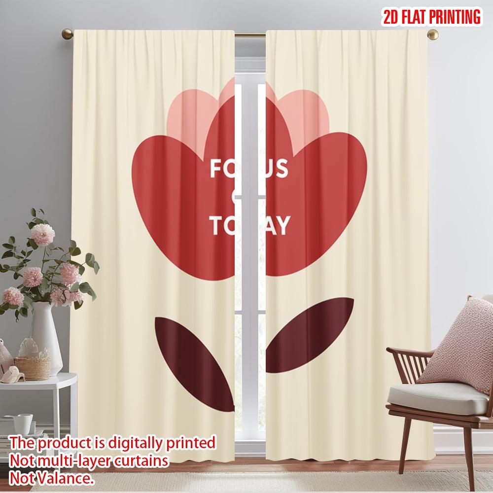 

2pcs 2D flat printing Party Curtains Modern Flower Focus Today 100% Polyester Without Electricity All Season Party & Holiday 52.50×116.00 CM 2pcs