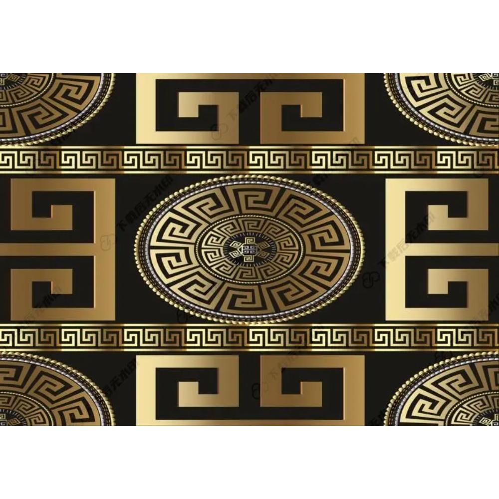 Light Luxury Black Golden Large Area Carpet Greece Geometric Printed Rectangle Waterproof Room Bedroom Kitchen Home Decoration