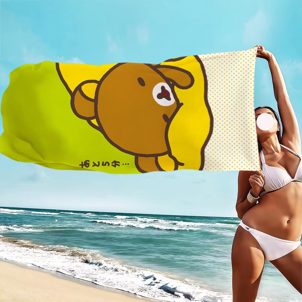 cute cartoon face fun Bear R-Rilakkuma soft Dry Beach Towels Trip Towel swim Summer Holiday Vacation bathing Pool Camp Gift