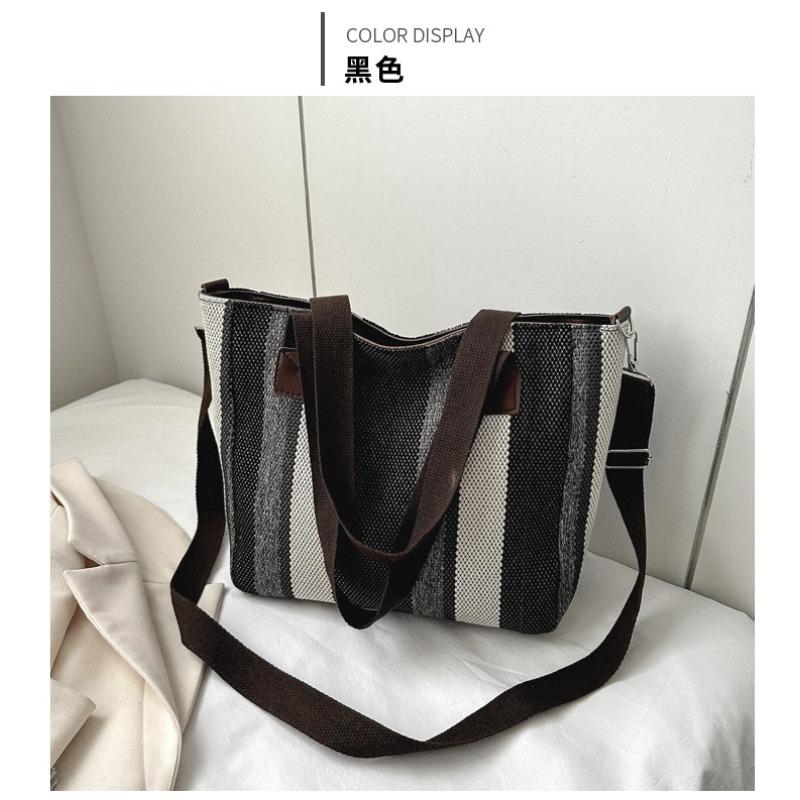 Large capacity women's shoulder bag women's new simple vertical striped casual tote bag fashion handbag
