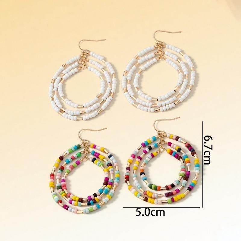 New Fashion Multi-layer Color Rice Bead Earrings Casual Dating Women's Earrings