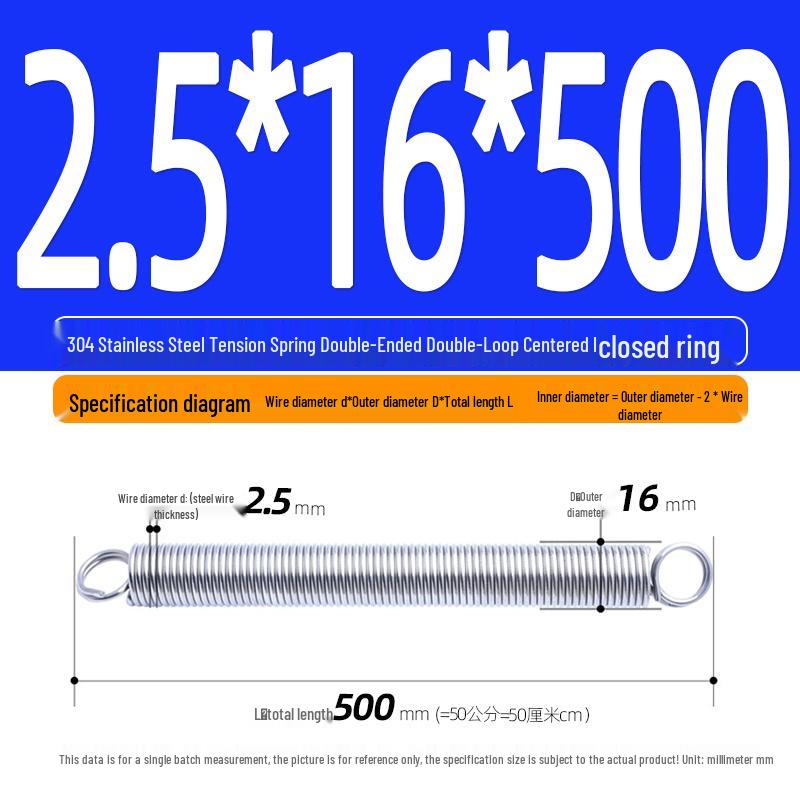 Arc de extensie din oțel inoxidabil 304 de 500 mm cu cârlige deschise și inel cu buclă dublă, personalizabil.