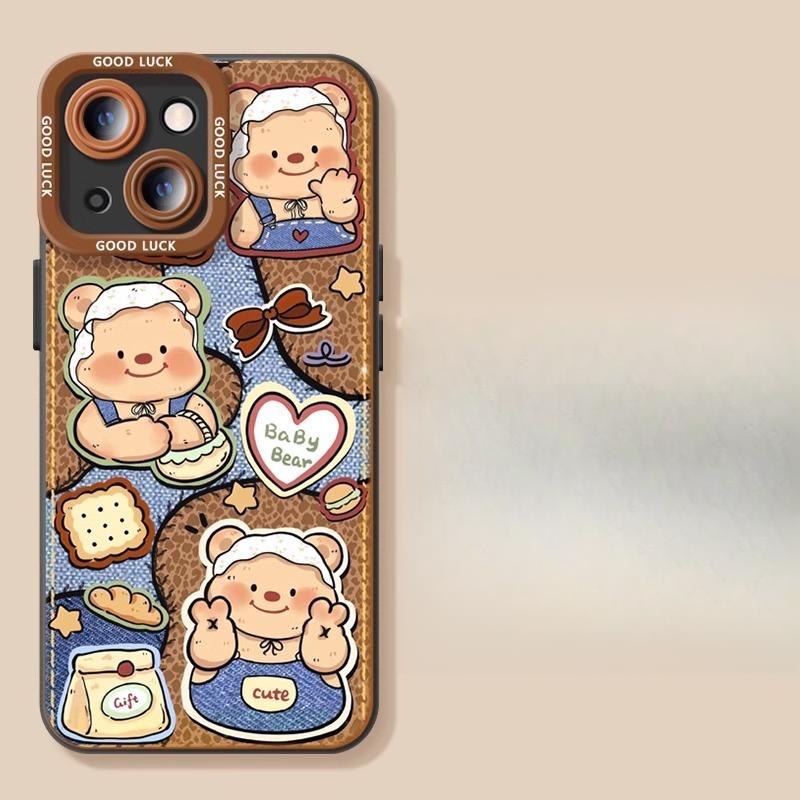 

Butter Bear Is Suitable for Apple 16promax Phone Case 15plus Matte 14 Silicone 13mini Protective Case Apple 6G/6S universal