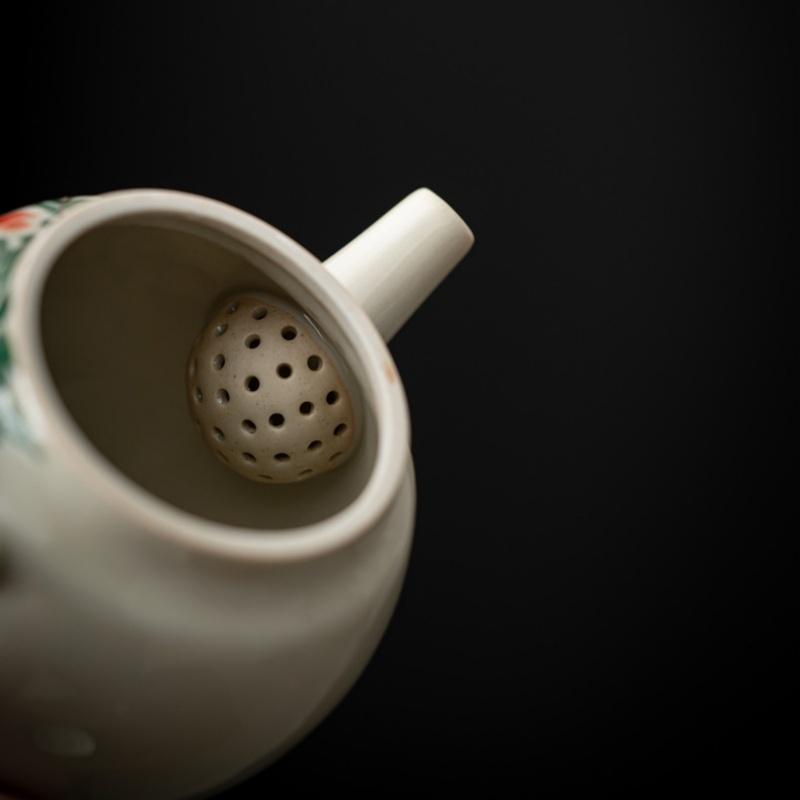Hand Drawn Beautiful Flower Teapot Tea Maker Tea Kettle Tea Ceremony Lady Tea Set Kungfu Tea Set Ball Hole Filtration Single Pot