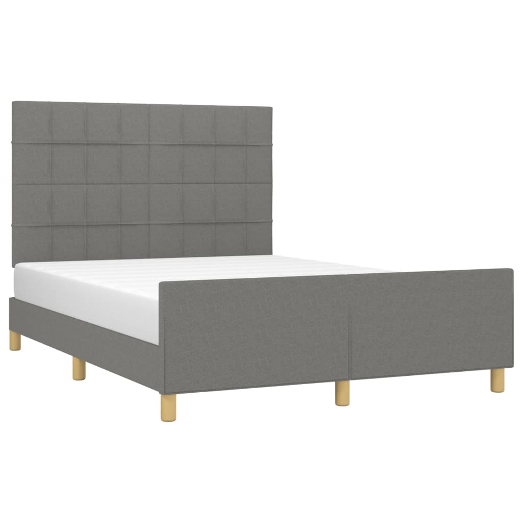 Vidaxl Bed Frame Without Mattress, Dark Gray, 140X200 Cm, Upholstered