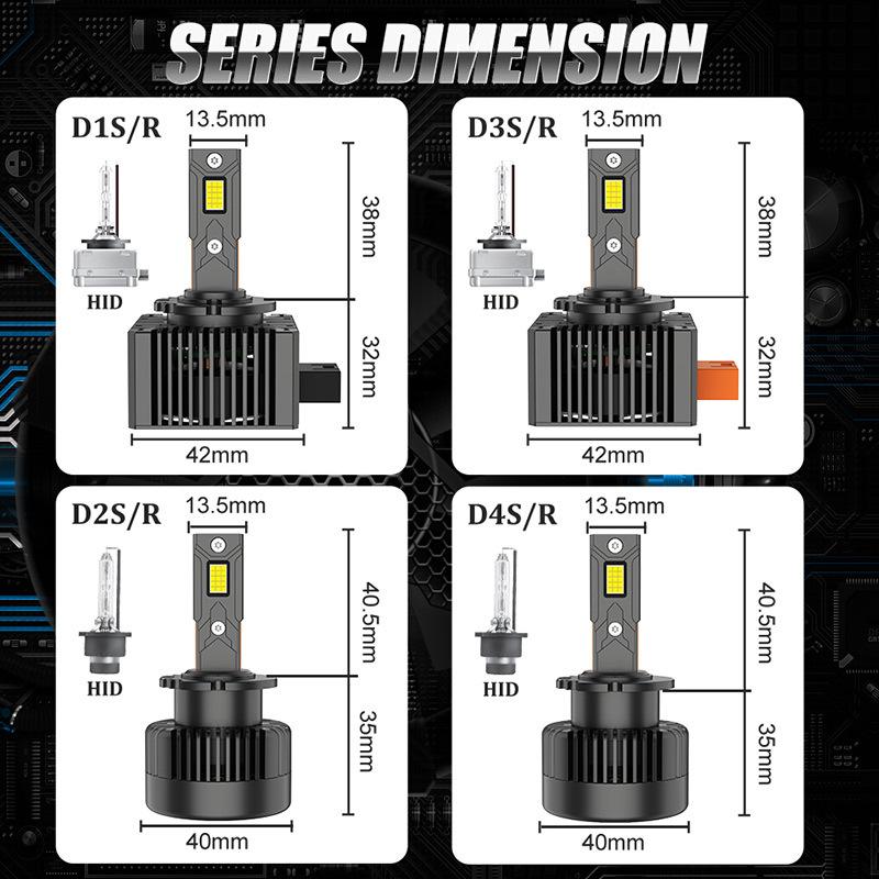 Dualvision D1S D3S LED-Scheinwerfer HID D2S D4S D5S D8 Turbo-LED 30000LM 35W Zweiseitiger CSP-Chip 6500K Plug&Play Auto-Lampe Xenon HID