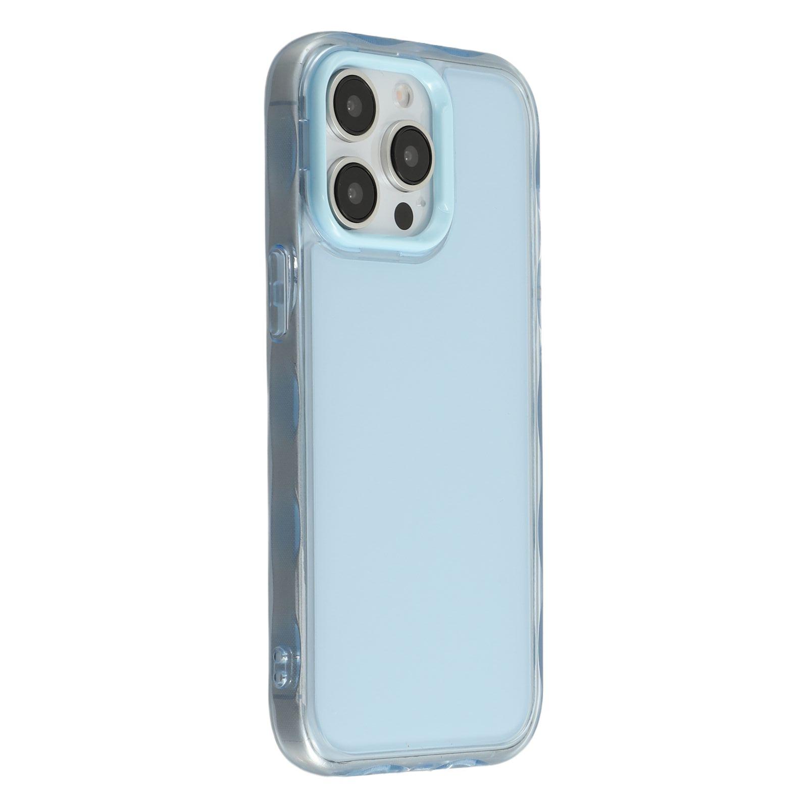

For iPhone 14 Pro Max Case Inner Wave Pattern TPU+Acrylic Phone Cover Blue