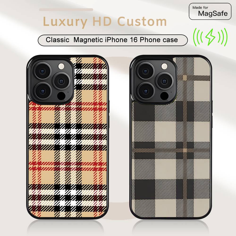 Plaid Fashion Phone Case Mobile Suitable For Apple 17 Air 16 PRO MAX 15 14 13 12 11 Patch Black Hard Shell