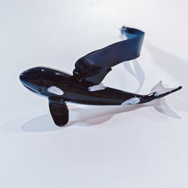 Handmade Glass Orca Dolphin Keychain Pendant Creative Marine Life Hanging Decoration Gift For Home Office
