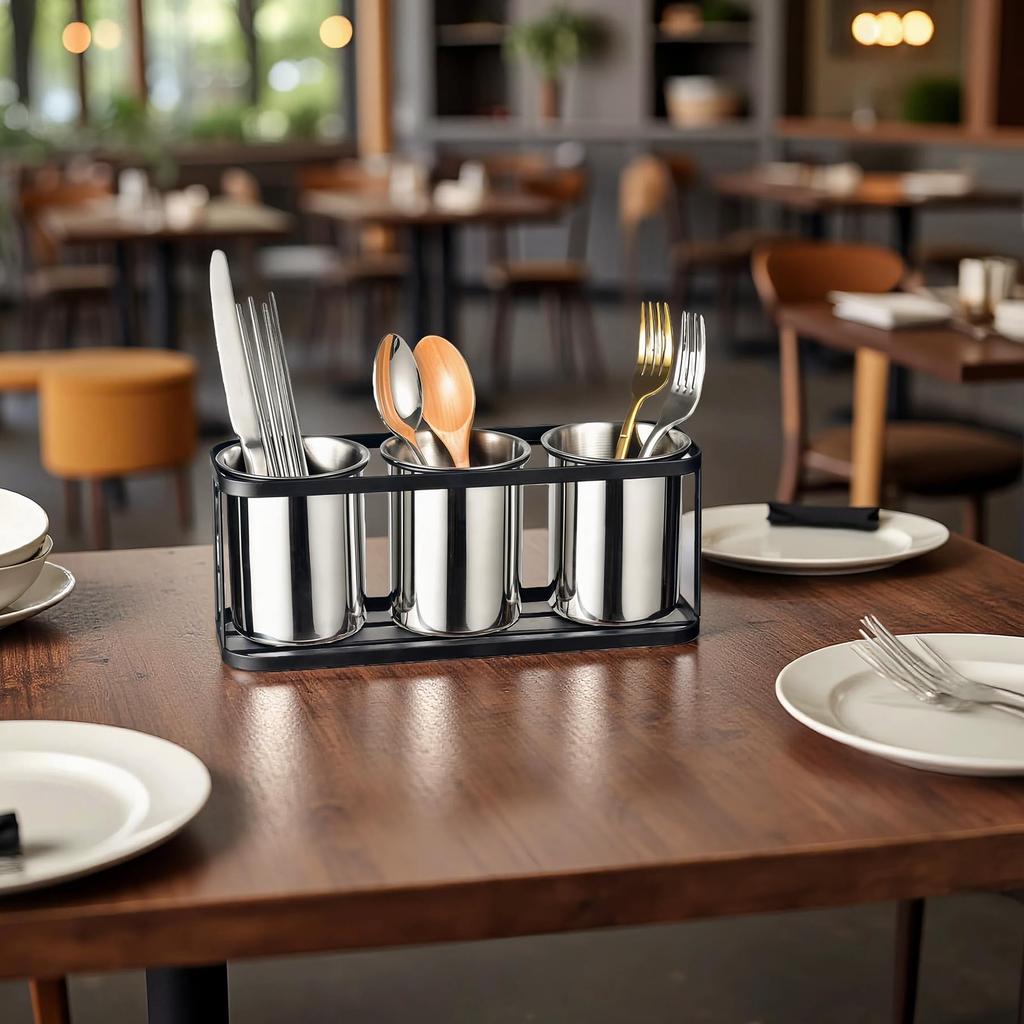 IMEEA Chopstick Holder, Cutlery Stand, Cutlery Holder, Stainless Steel Cutlery Case Set, Black, Storage