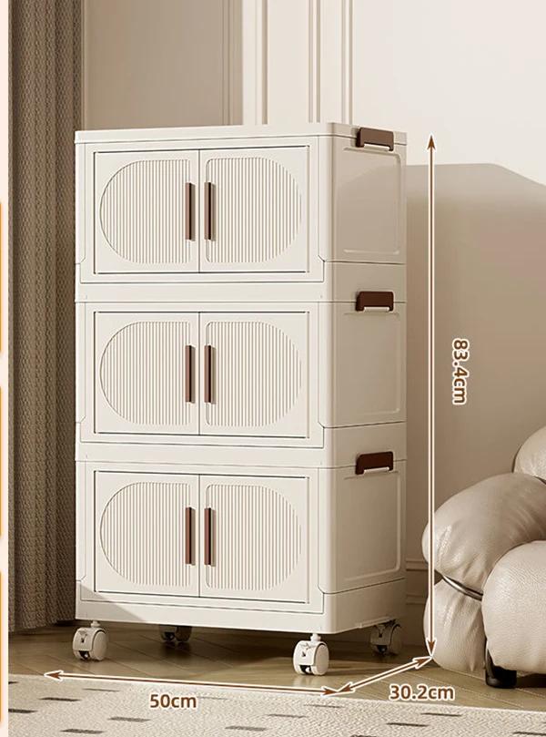 Folding Storage Box Storage Cabinet With Wheels Multifunctional Box With Pulley Household Sorting Wardrobe Organizer Container