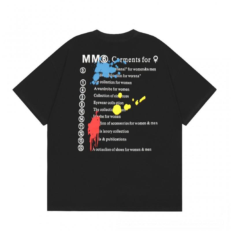 Digital Print MM6 Cotton T-Shirt Men Women Short Sleeve Casual Top 230g