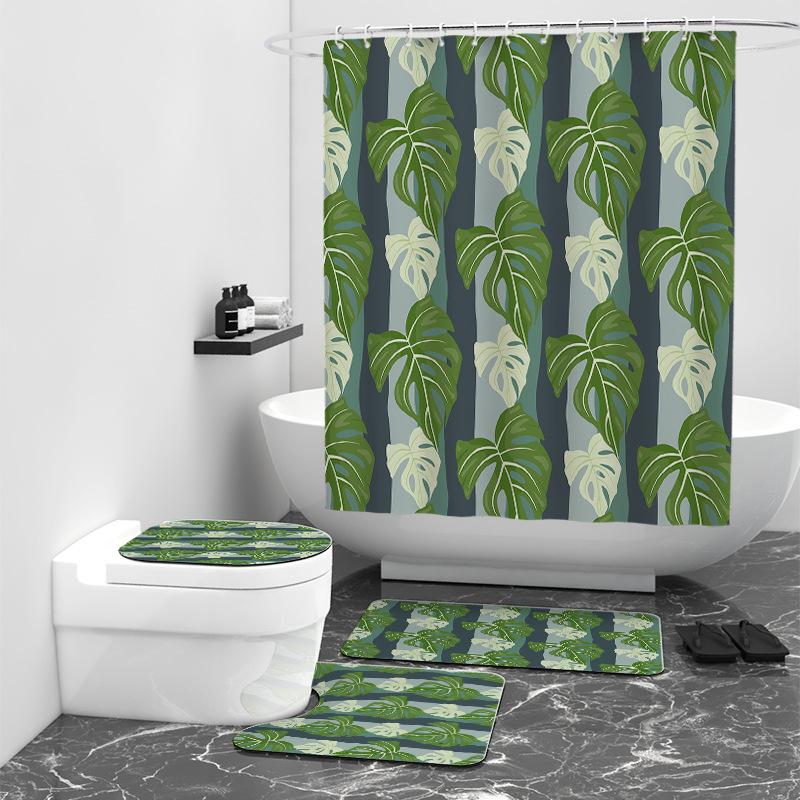Sprchový závěs s digitálním potiskem palmových listů v koupelně, vodotěsný, koupelnový dekor...