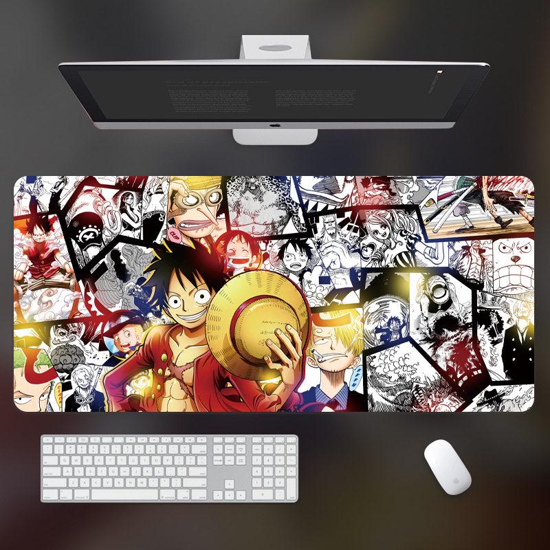High Definition ONE PIECE Leather Mouse Pad Large Office Computer Desk Pad Non-slip Computer Keyboard Pad Animation Peripheral