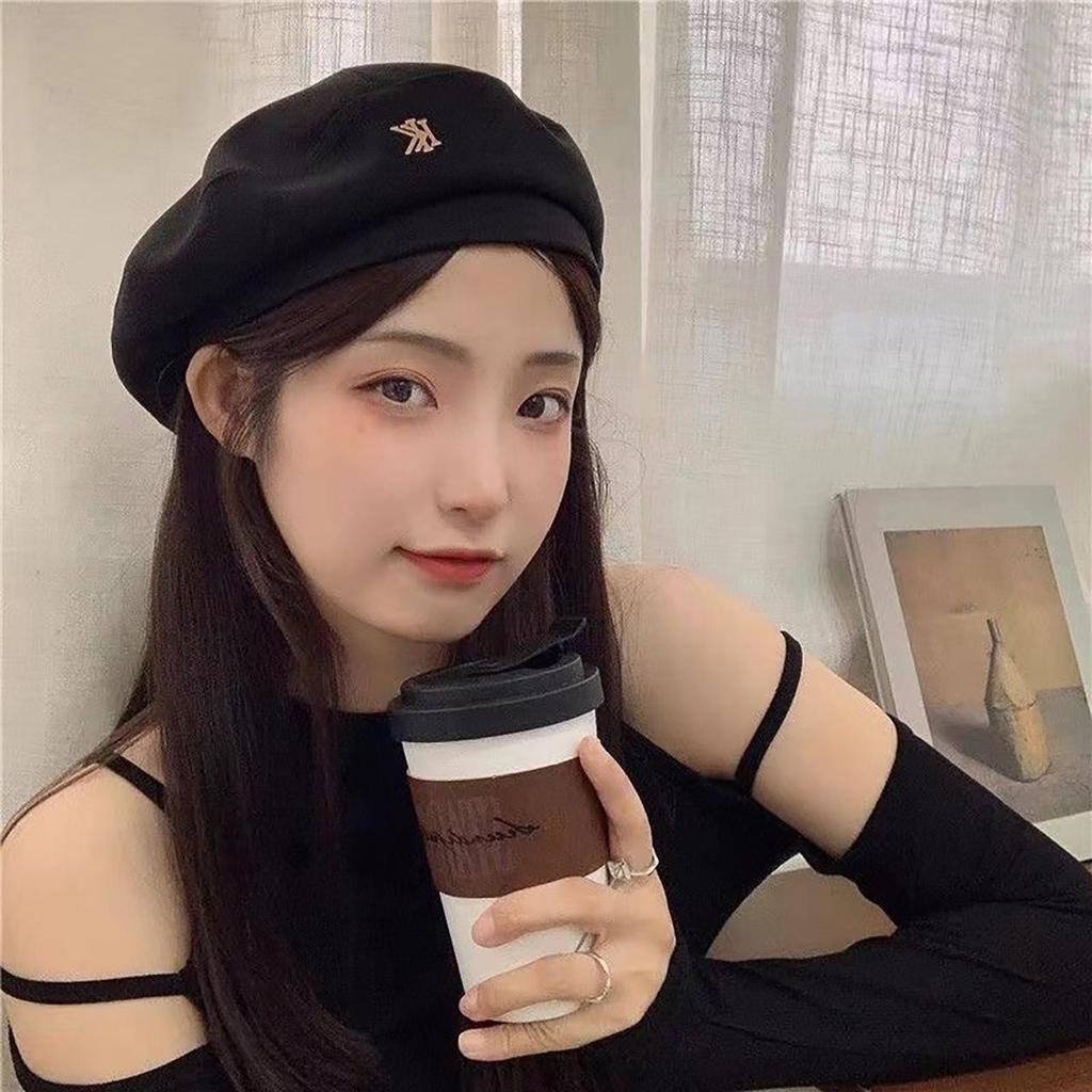 Metal Letters Berets for Women Retro Solid Color Octagonal Newsboy Cap Elegant Female Lady Painter Artist Hats Bonnet