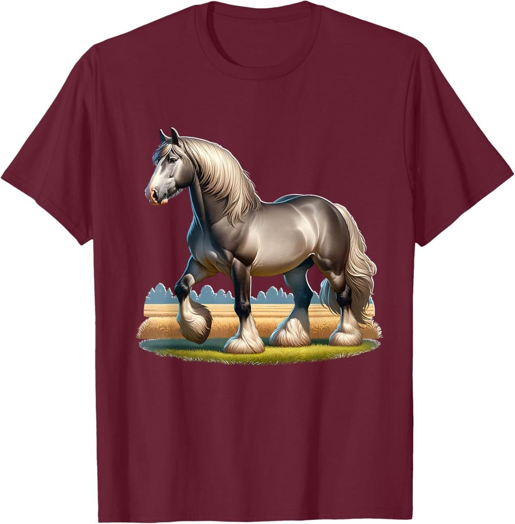 Majestic Belgian Draft Horse Graphic Print Men's Casual Cotton T-Shirt Trip Wear
