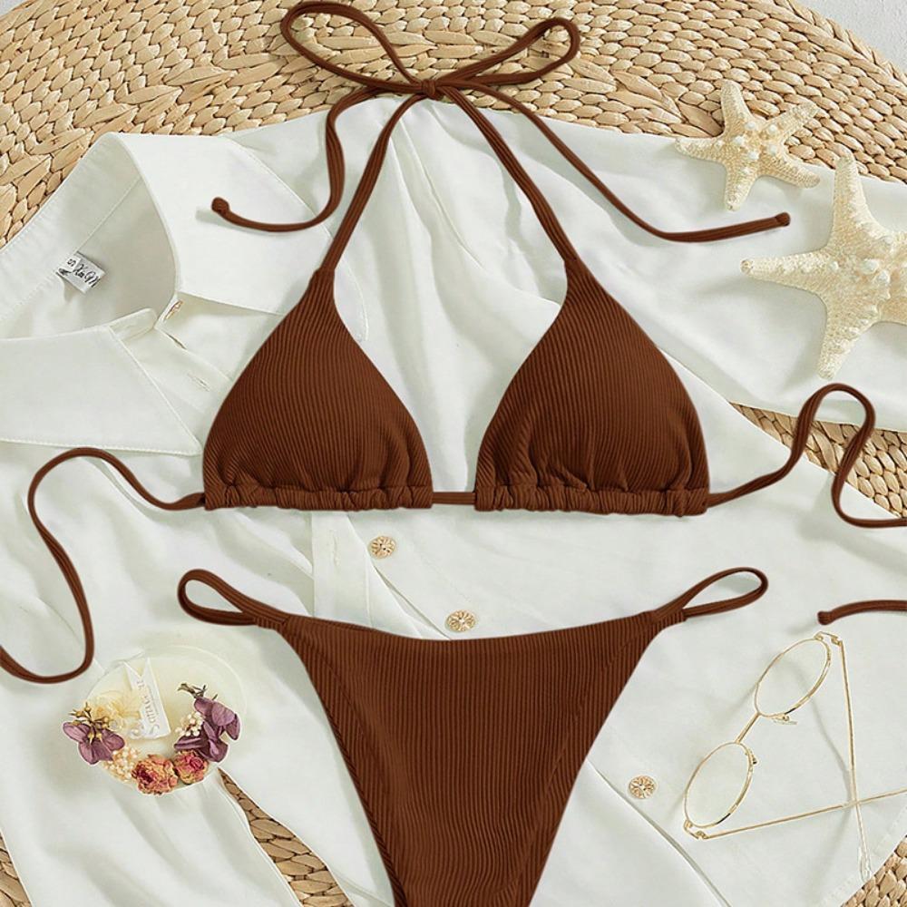 Lace-up Swimsuit Women's European and American Sexy Beach Bikini Hot Spring Swimsuit