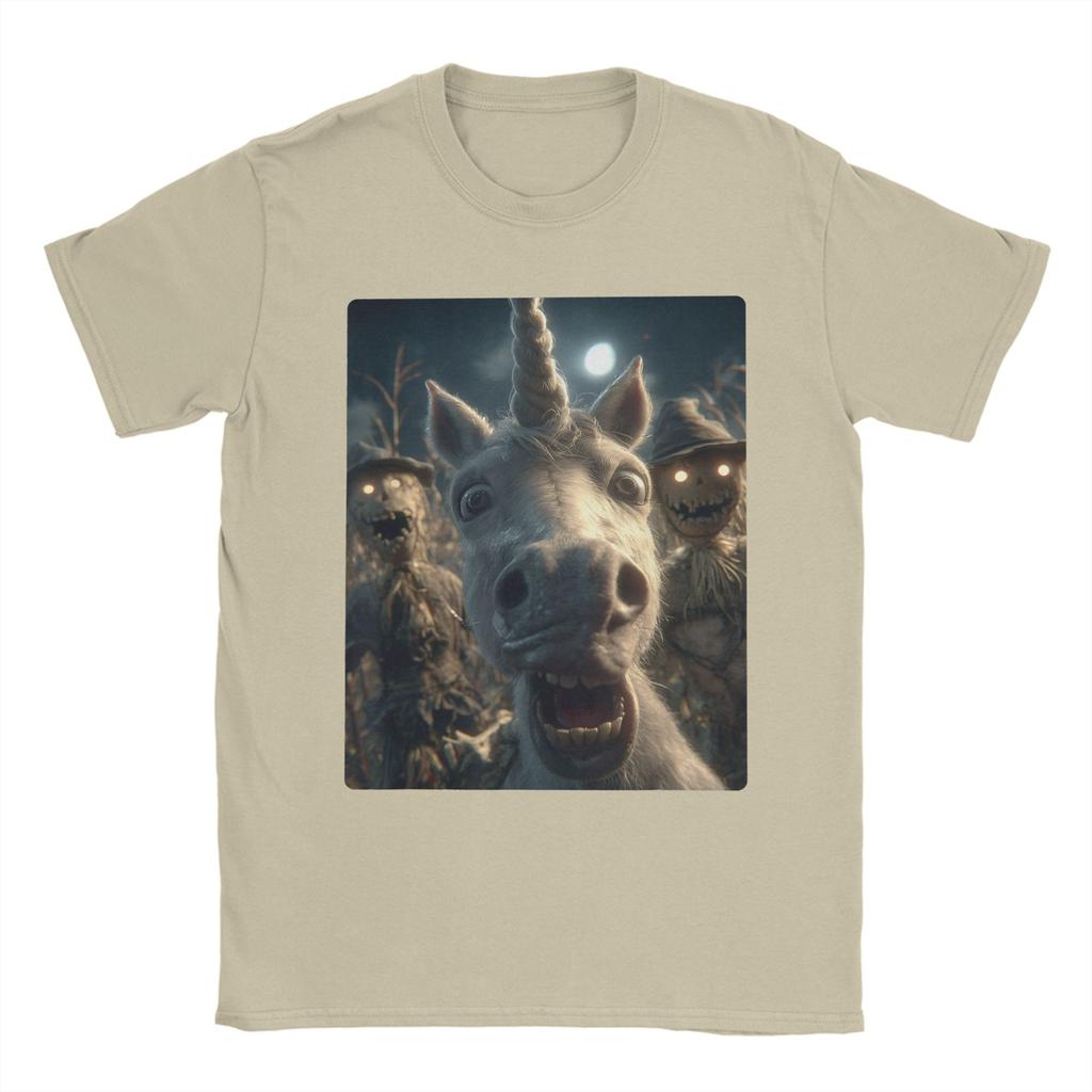 Selfie Funny Unicorn Scarecrows Men T Shirt Halloween Scary Funny Tee Short Sleeve Round Neck T-Shirt Cotton 6XL Merchandise