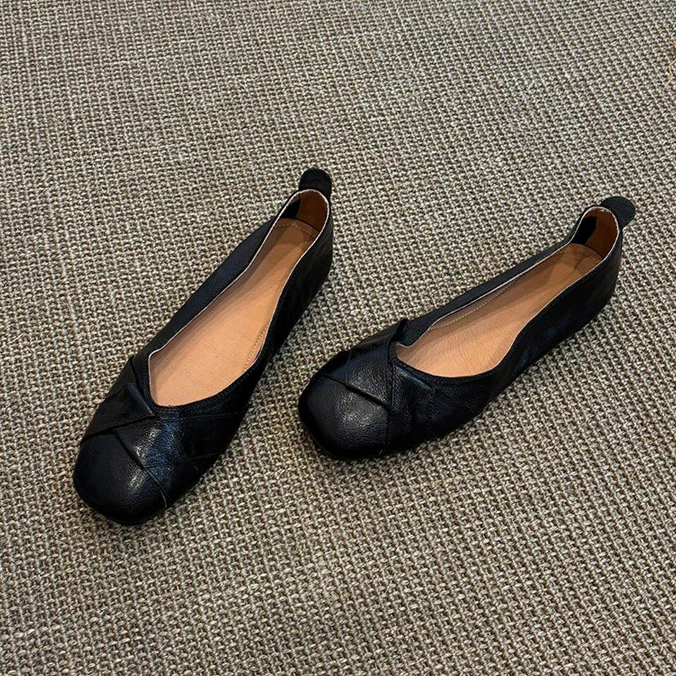 

French niche outer wear one-pedal flat shoes, women s temperament is fashionable and comfortable, absolutely versatile, shallow mouth small single sho 40 чорний