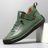 Women's Boots Mid Top for Retro Anti Slip Shoes Men's Soft Leather Mid Top Ankle Boots Couple's Loafers