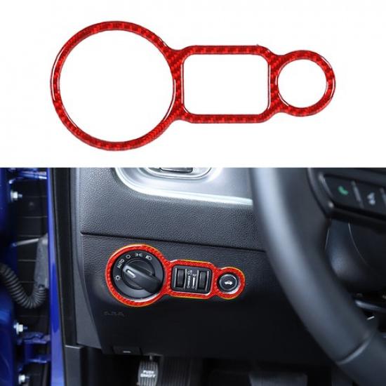 Headlight Switch Trim Sticker for Dodge Challenger 15+ & Charger 10+ Red Carbon