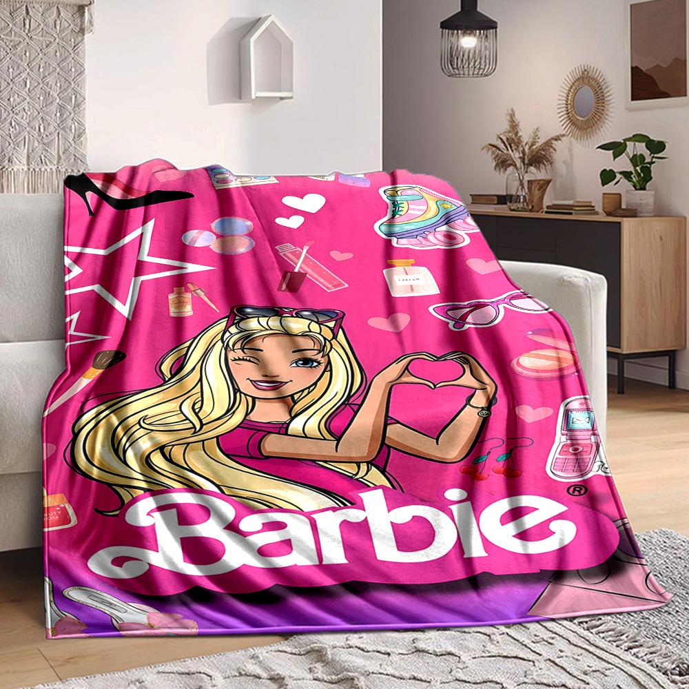 1 pezzo Coperta Plaid in Flanella Barbie Morbida, Calda e Accogliente per Divano, Letto, Ufficio e Viaggio Versatile per Tutte le Stagioni Regalo, Regalo di Natale