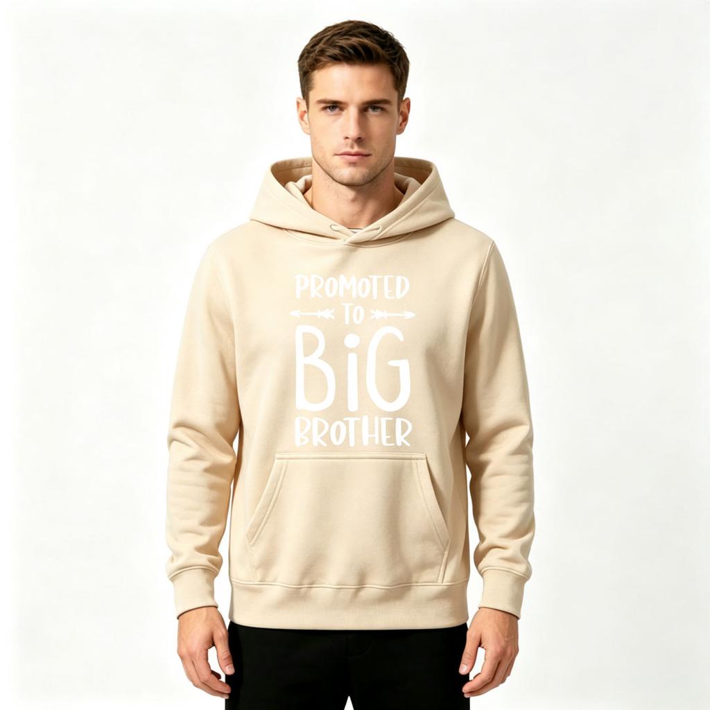 Men Promoted To Big Brother Print Long Sleeve Pullover Hoodie Casual Sweatshirt
