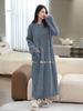 GlamollaMisse Long Fluffy Fluffy Long Winter Women's Pajamas, Dress, Nightgown, Loungewear, Winter, Cardigan, Pockets, Sleeves, Loungewear,