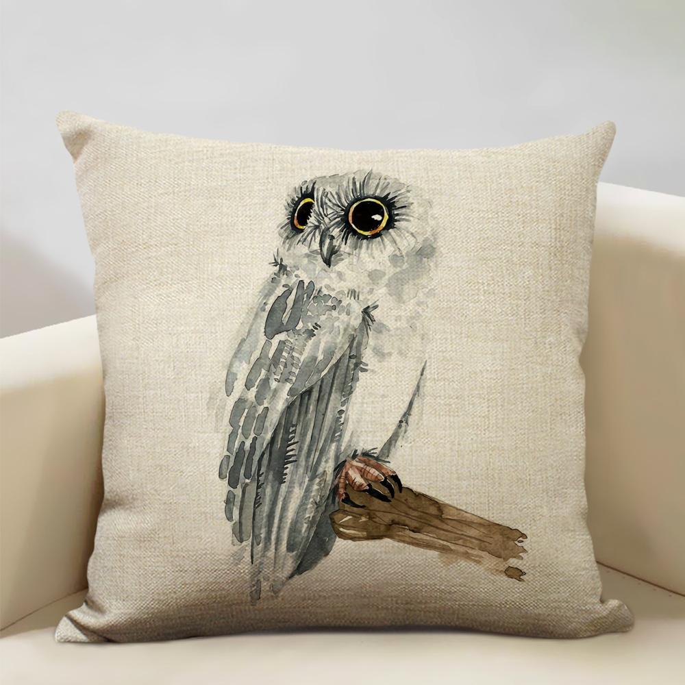 Lovely Animal Owl Cushion Cover 45x45cm Linen Pillow Case Sofa Pillowcase Suitable for All Kinds of Occasions Bar Decoration