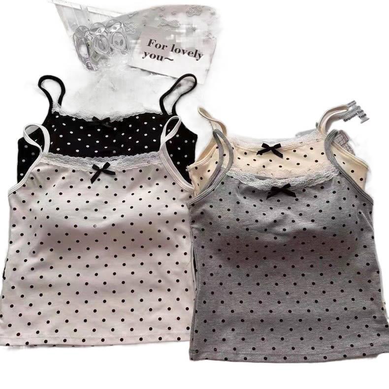 Women's Sweet & Spicy Summer Lace Bow Camisole with Built-in Padding