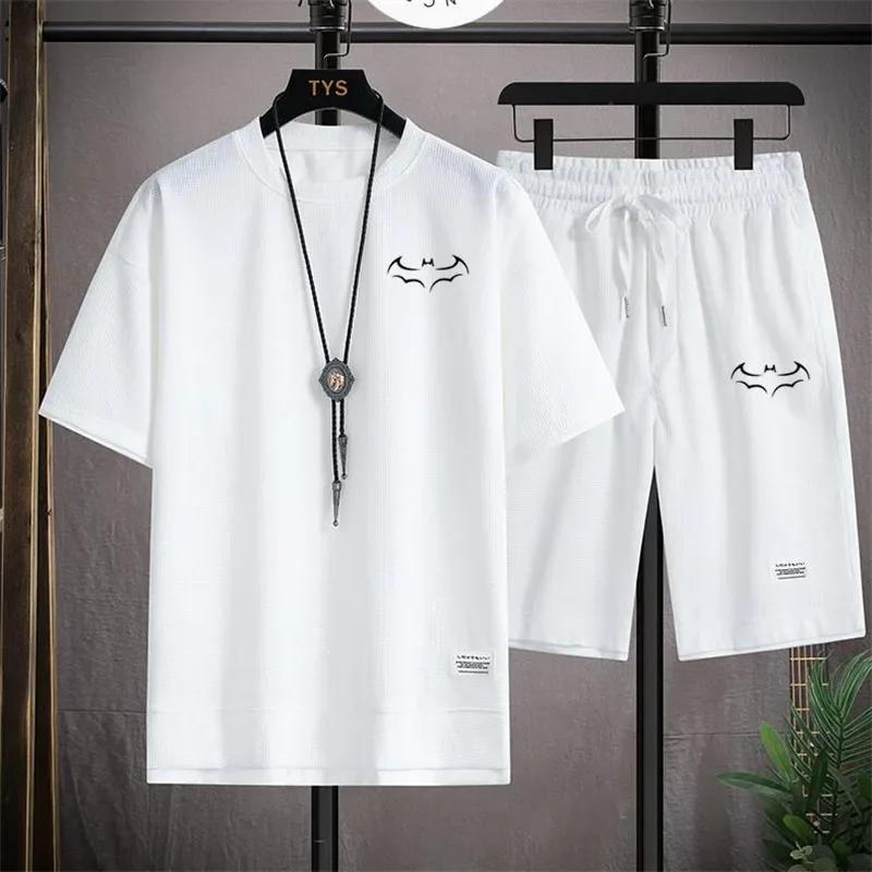 Men's Casual Bat Short Sleeved T-shirt+shorts Summer Running Sportswear Set