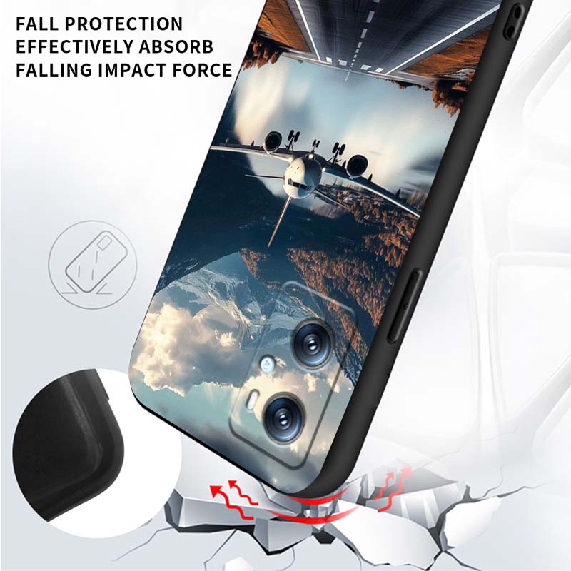 Fashion airplane pattern Phone Case For OPPO Reno 5 6 7 A96 A40 A58 Realme GT A74 A78 Neo2 A74 A78 Find X5 X3 X7 X8 Black