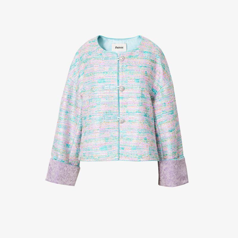 

Blacknini Инь Хуафу «Предисловие к Ланьтин» Новый китайский люксовый бренд Королевский твид Национальный стиль Классический стиль Верхняя одежда Green powder M